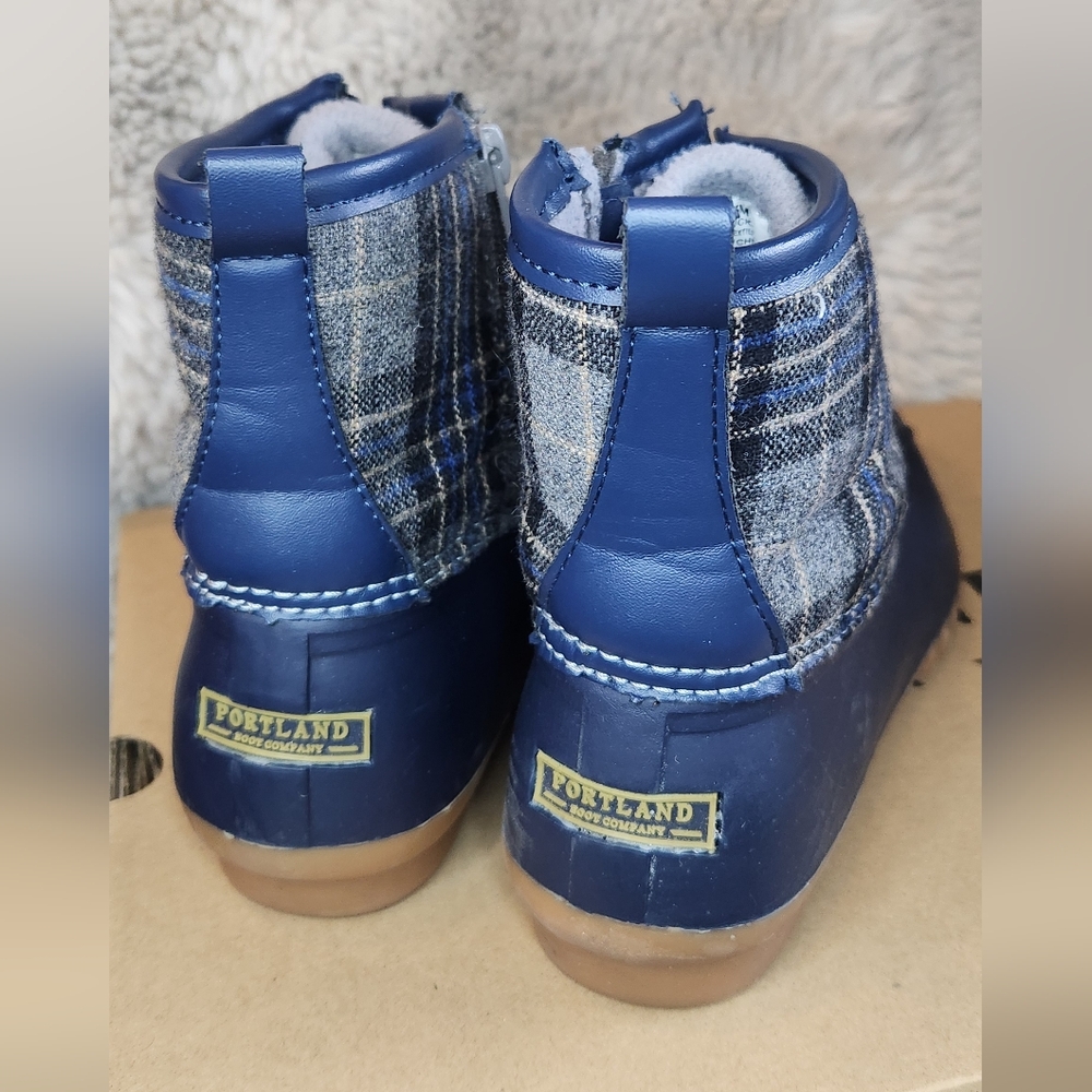 Portland Navy Plaid Duck Duck Boots Womens Size 7m Rain Snow Blue Gray - Picture 4 of 6